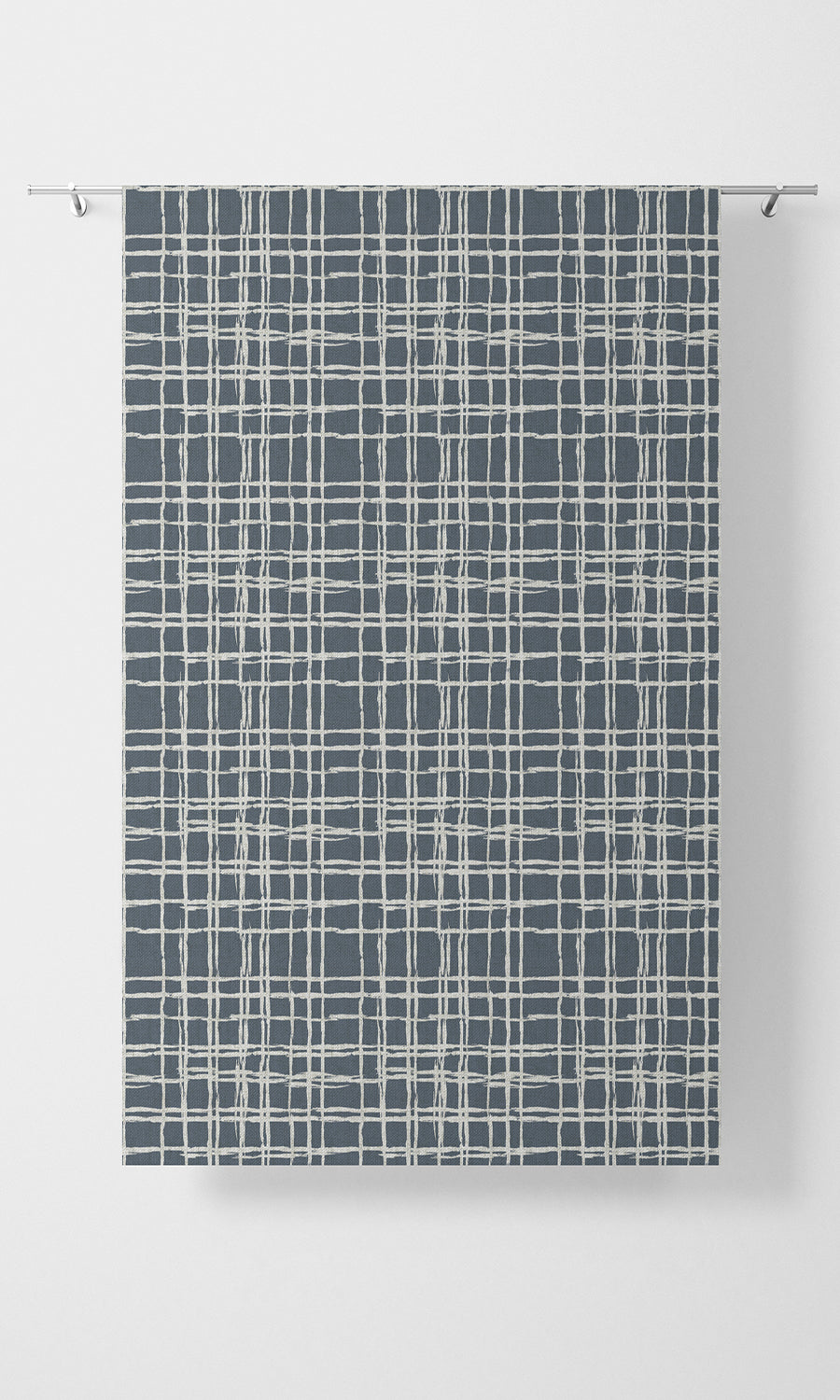 Abstract Patterned Home Textile Fabric Material By the Metre (Petrol Blue/ White)