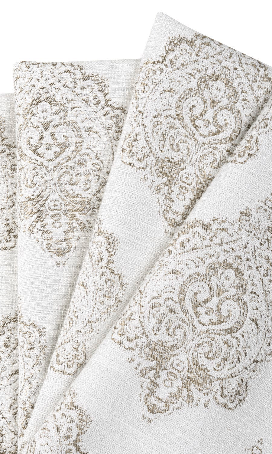 Damask Poly-Cotton Home Textile Fabric Material By the Yard (Cream/ Pale Beige)
