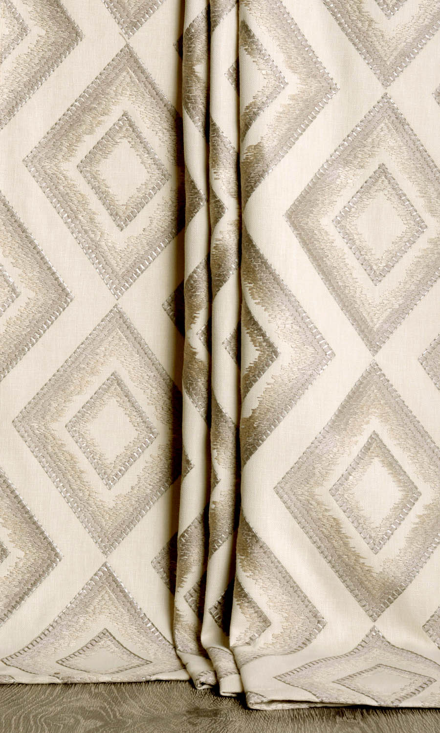 Diamond Patterned Window Treatments Fabric By the Yard (Beige/ Brown)