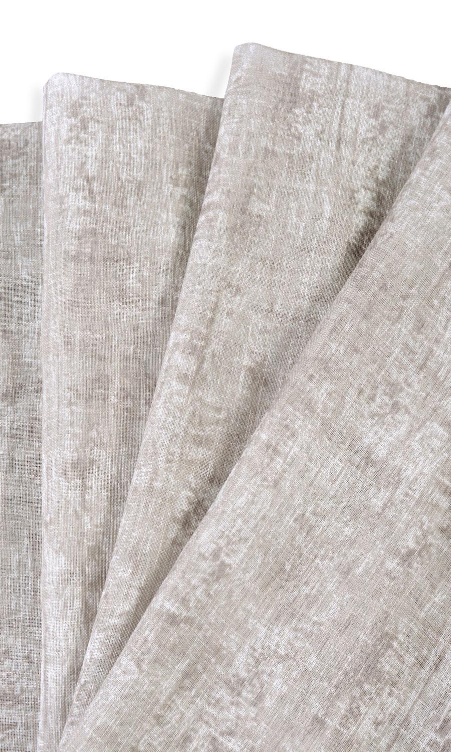 Textured Sheer Home Textile Fabric Material Sample (Ivory/ Greige)