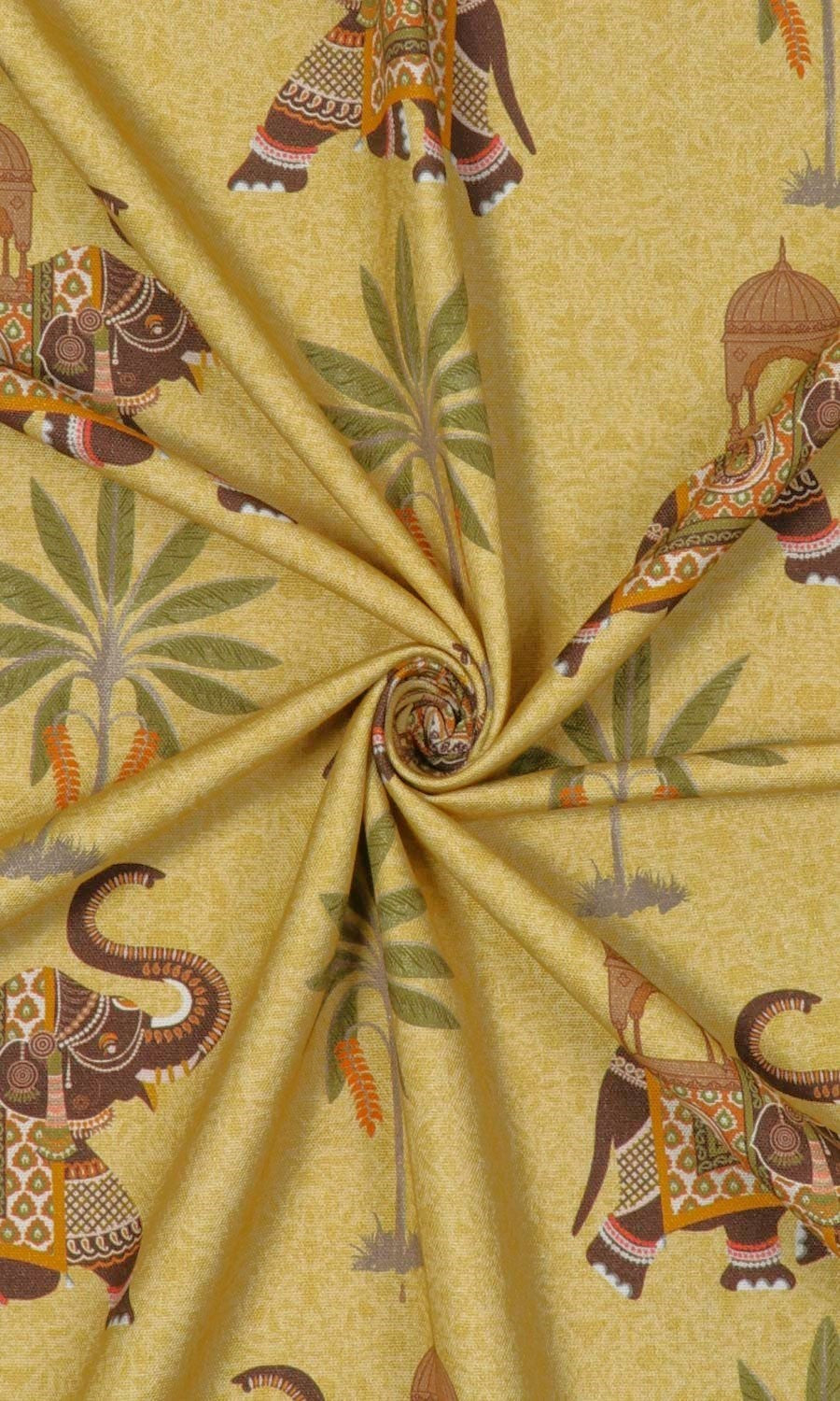 Cotton Printed Fabric Material By the Yard (Mustard Yellow)