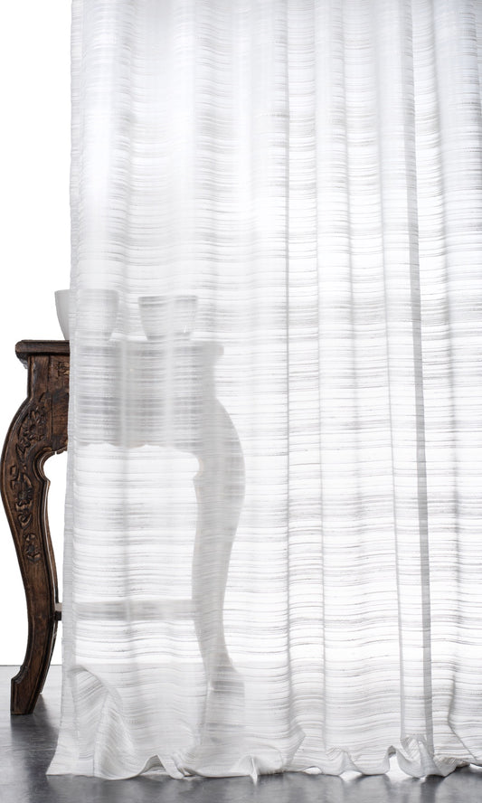 Striped Sheer Roman Blinds (White)