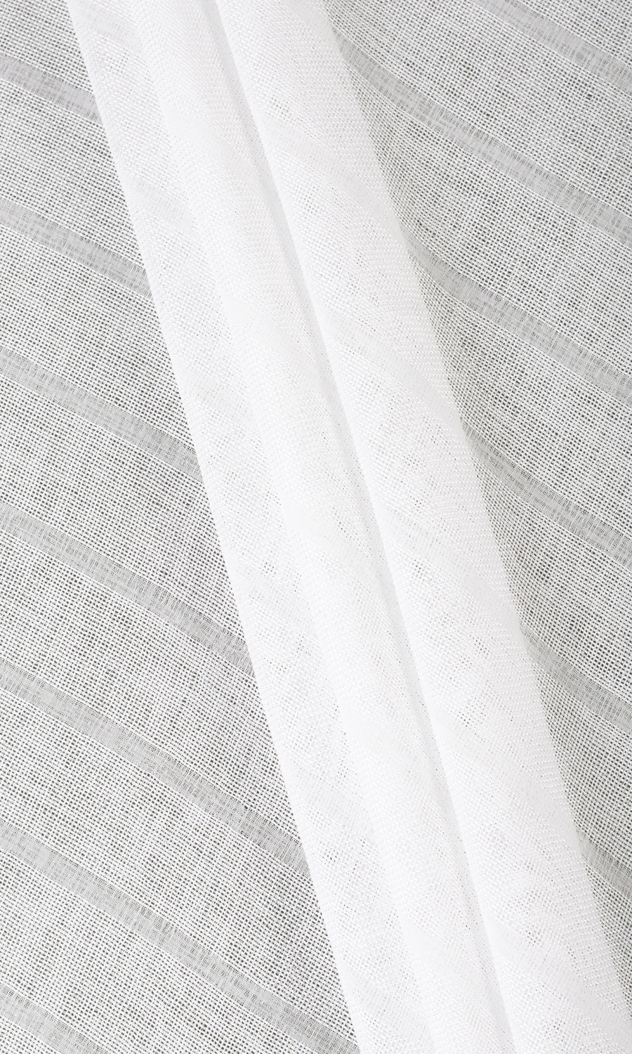 Textured Striped Sheer Fabric Material By the Yard (White)