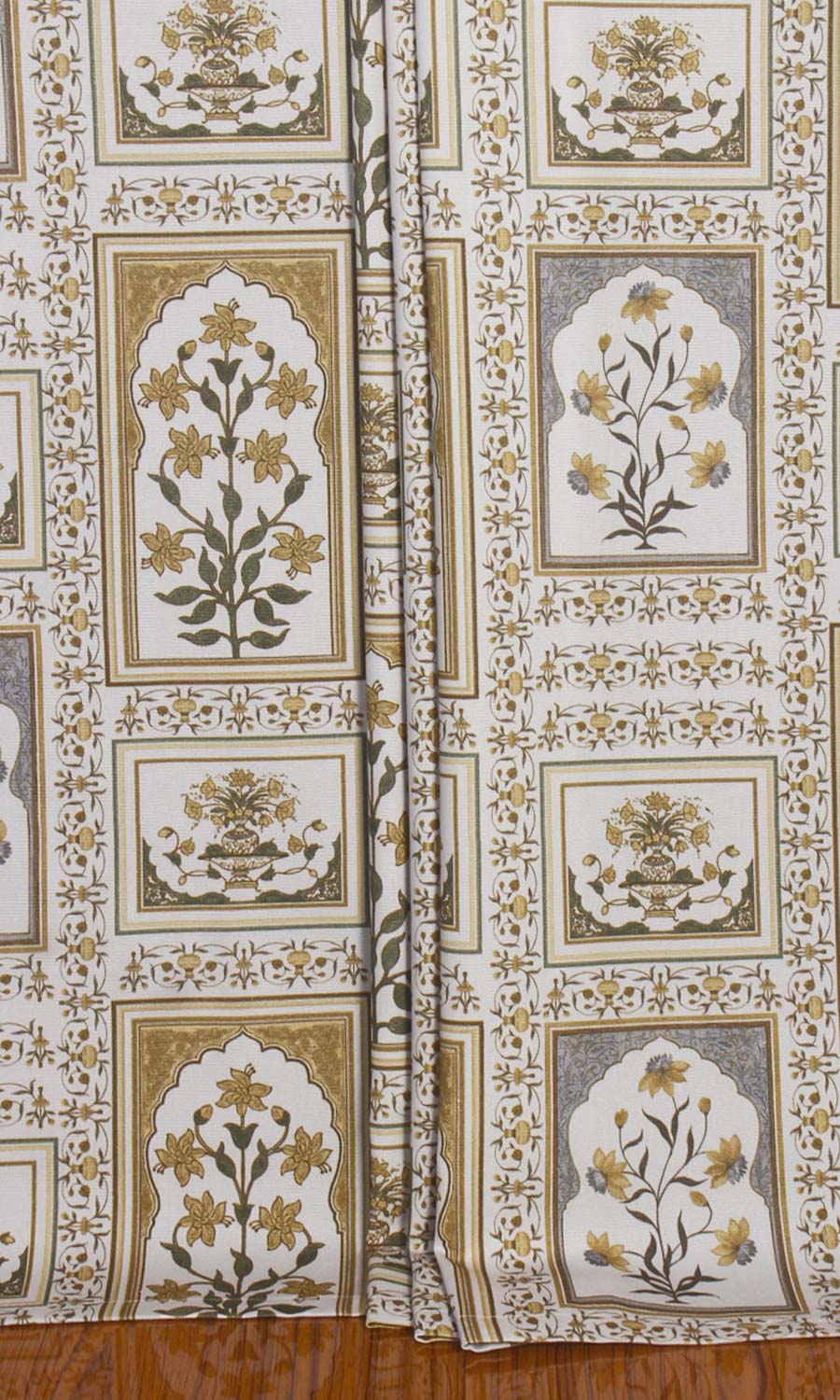 Floral Cotton Window Treatments Fabric By the Yard (Grey/ Yellow)