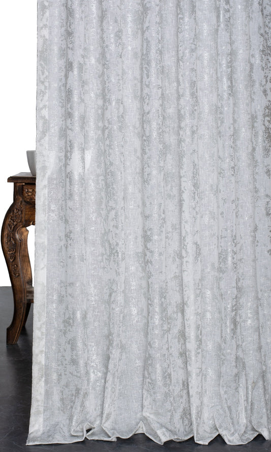 Metallic Accents Semi-Sheer Home Décor Fabric By the Yard (White)