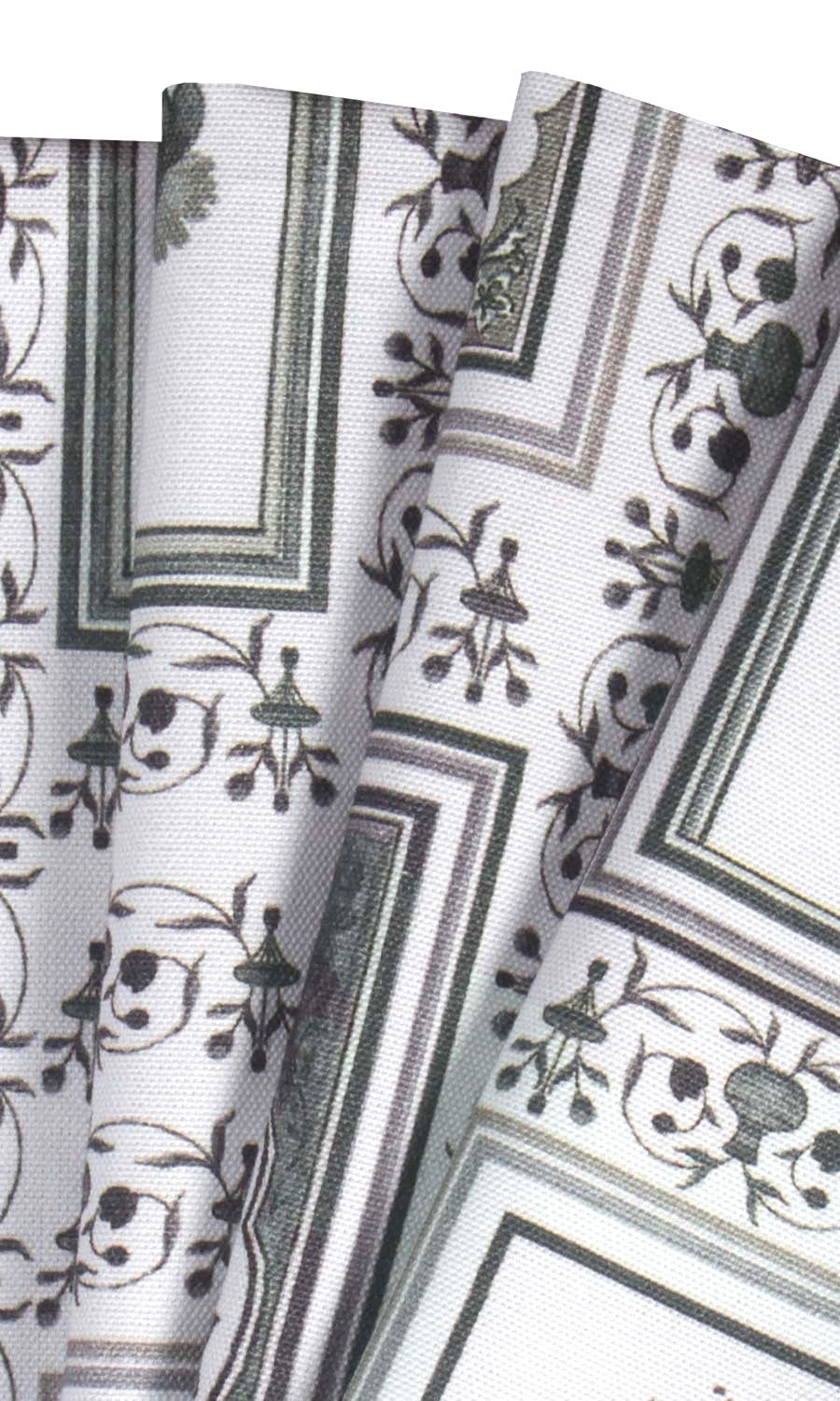 Floral Cotton Fabric Material By the Yard (White/ Grey)