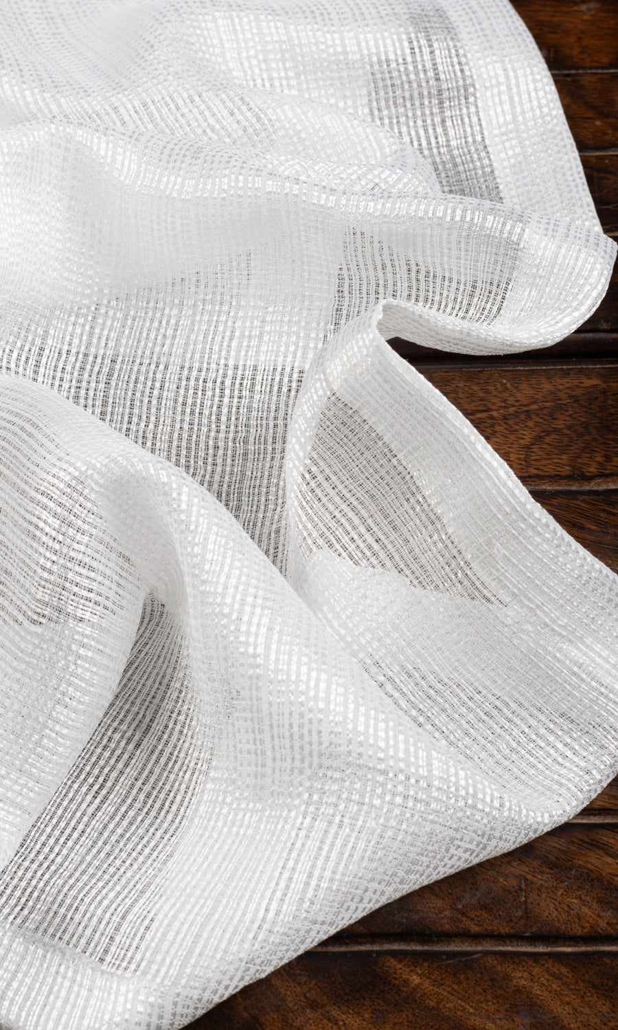 Textured Striped Sheer Fabric Sample for Roman Blinds & Shades (White)