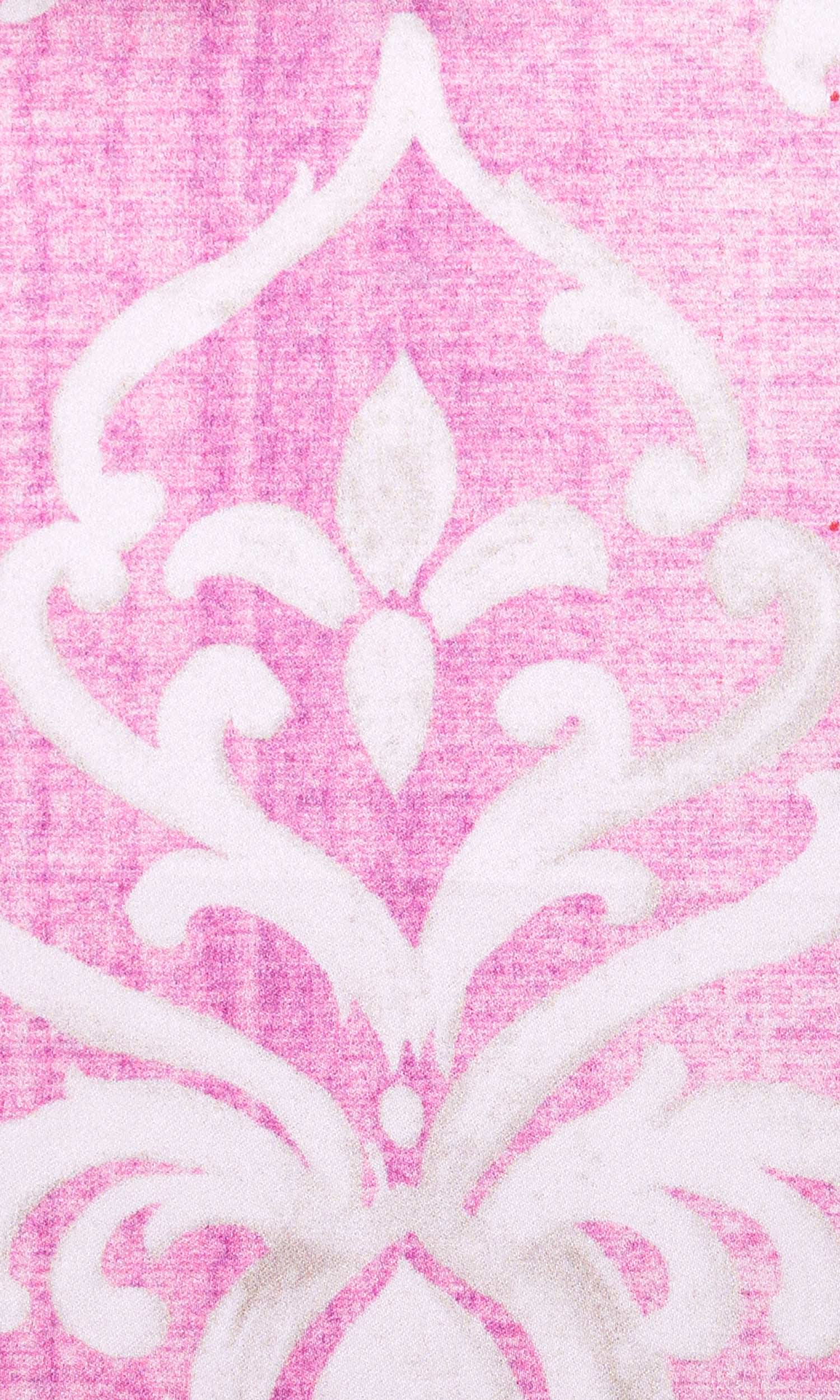 Damask Home Textile Fabric Material By the Yard (Pink/ White)