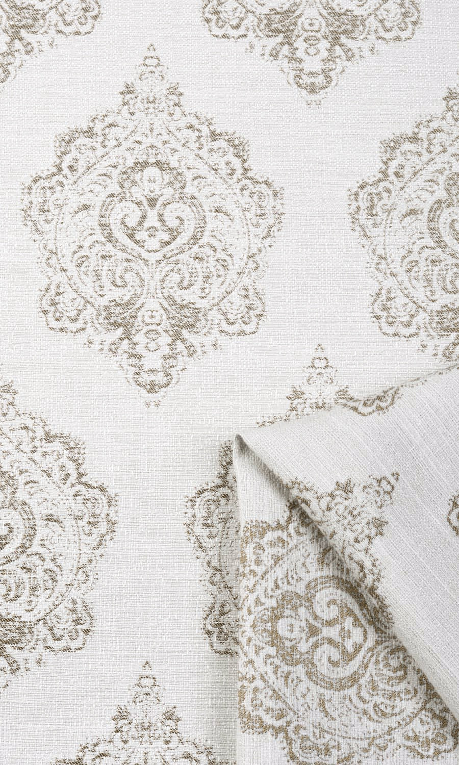 Damask Poly-Cotton Fabric Sample for Roman Blinds & Shades (Cream/ Pale Beige)