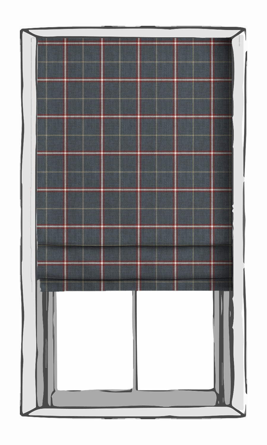 Geometric Patterned Window Treatments Fabric Sample (Slate Grey/ Red)