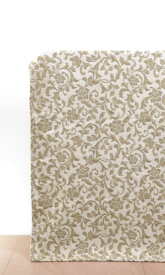 Floral Velvet Home Décor Fabric By the Yard (Beige/ Brown)
