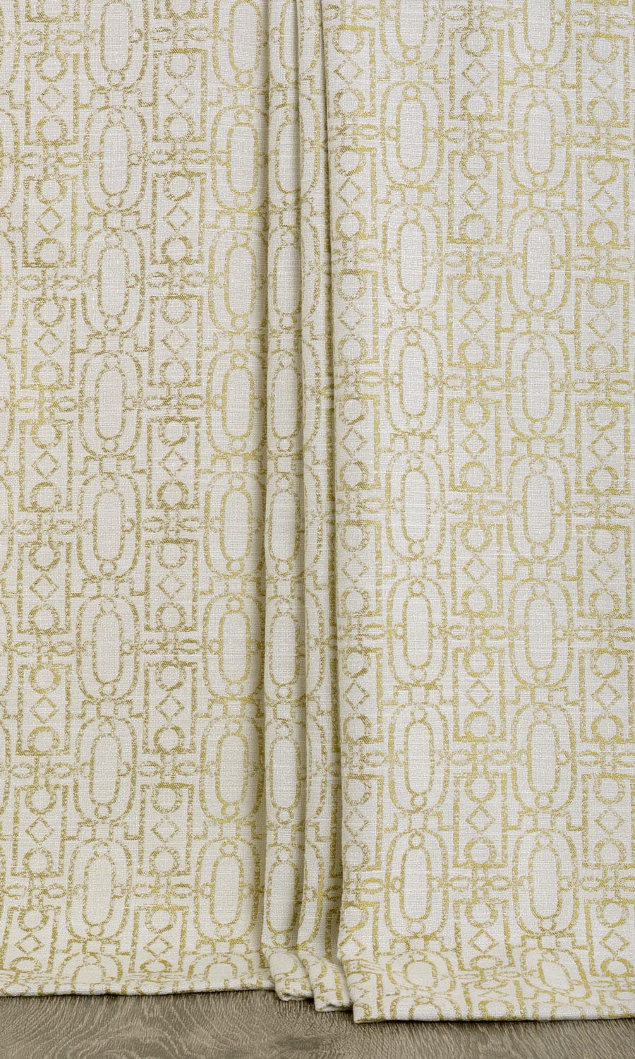 Trellis Poly-Cotton Home Décor Fabric By the Yard (Off White/ Green)