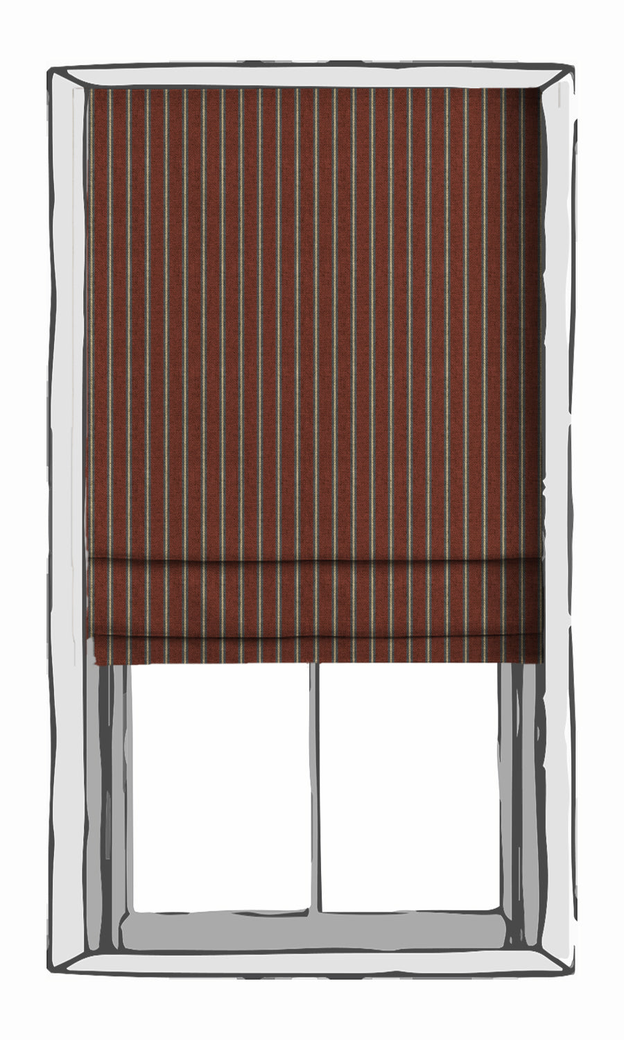 Striped Window Treatments Fabric By the Yard (Red & Grey)