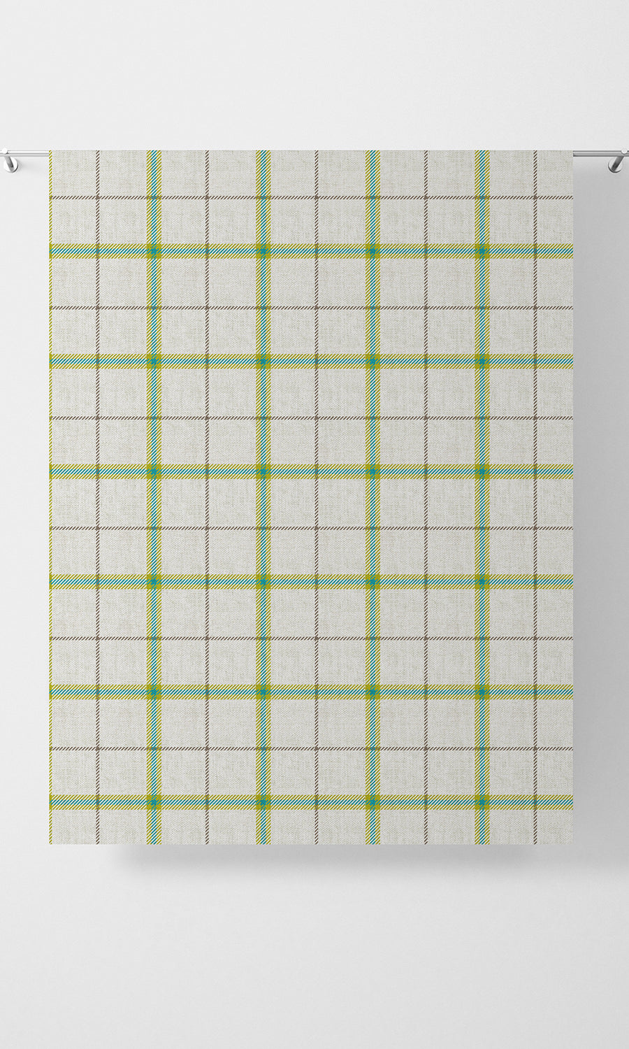Check Print Fabric Material By the Yard (Linen White/ Green/ Blue)