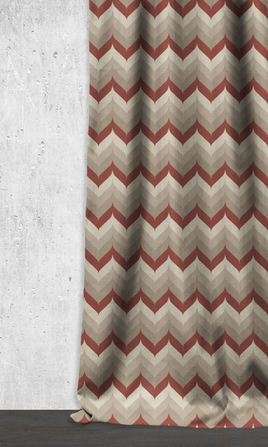 Dimout Home Décor Fabric By the Yard (Red/ Beige/ Pale Grey)