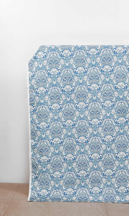 Fleur De Lis Print Roman Shades (Blue)
