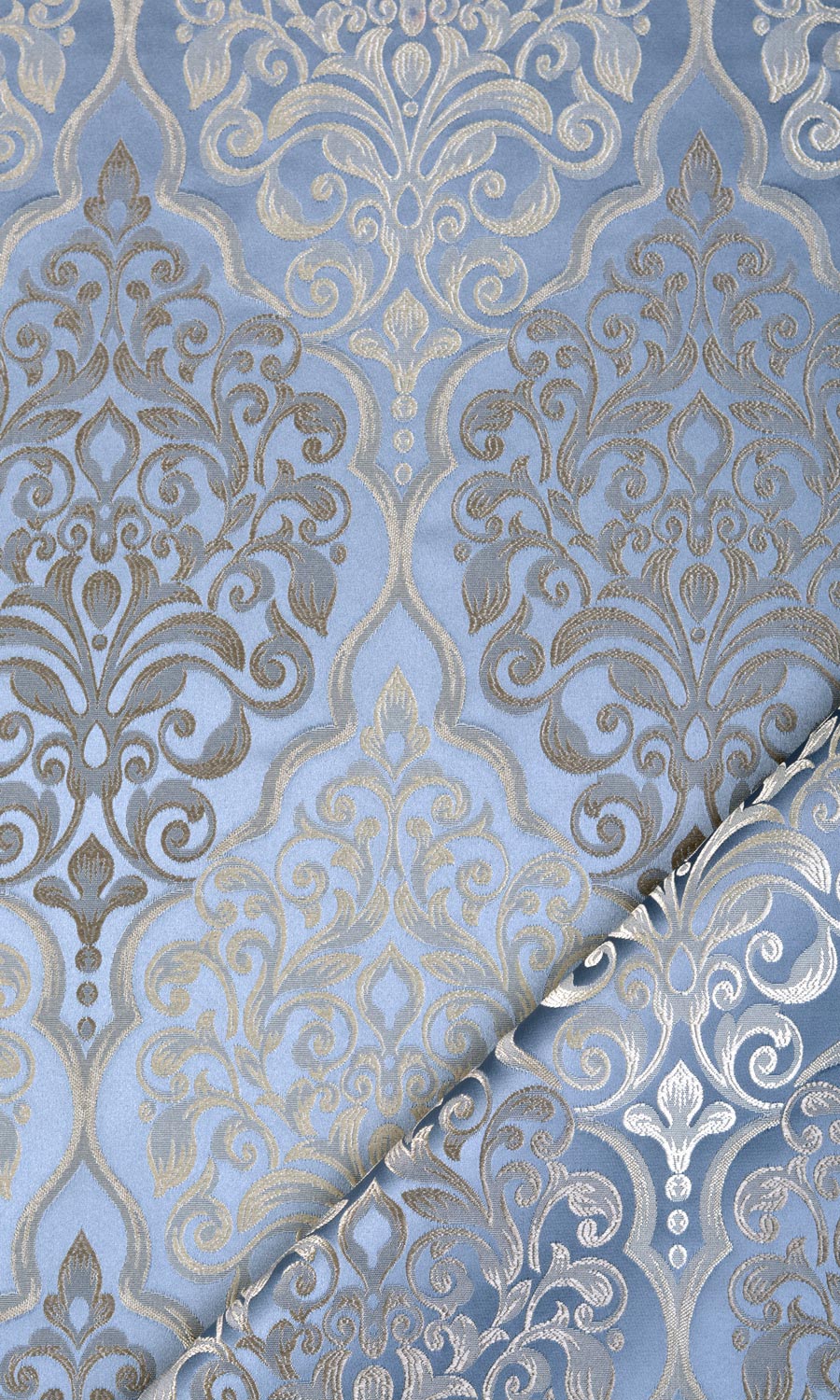 Damask Home Textile Fabric Material By the Yard (Navy Blue/ White)