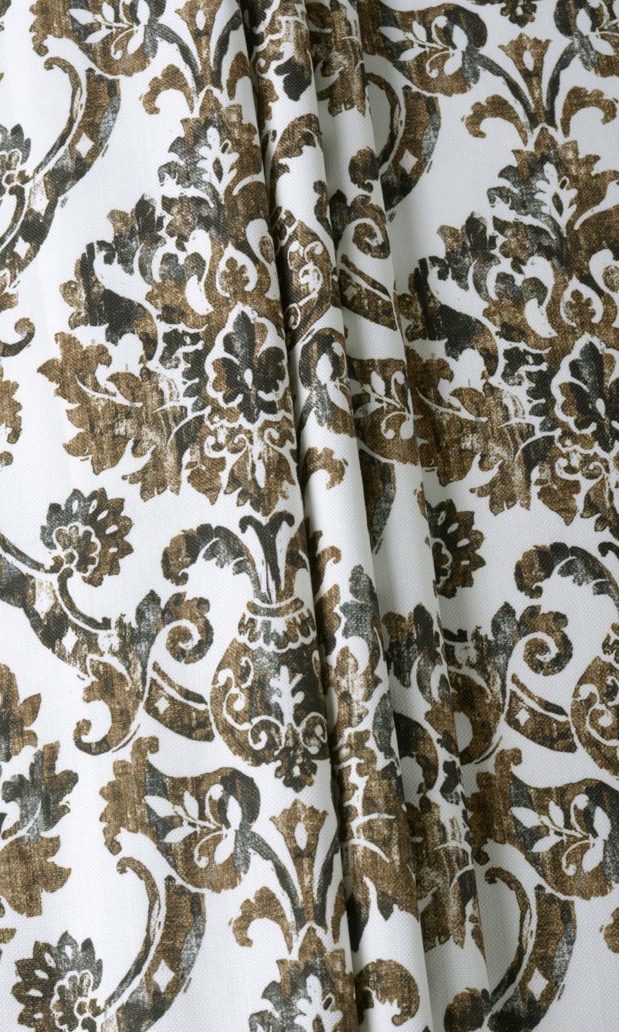 Damask Print Fabric Material By the Yard (Brown/ Grey)
