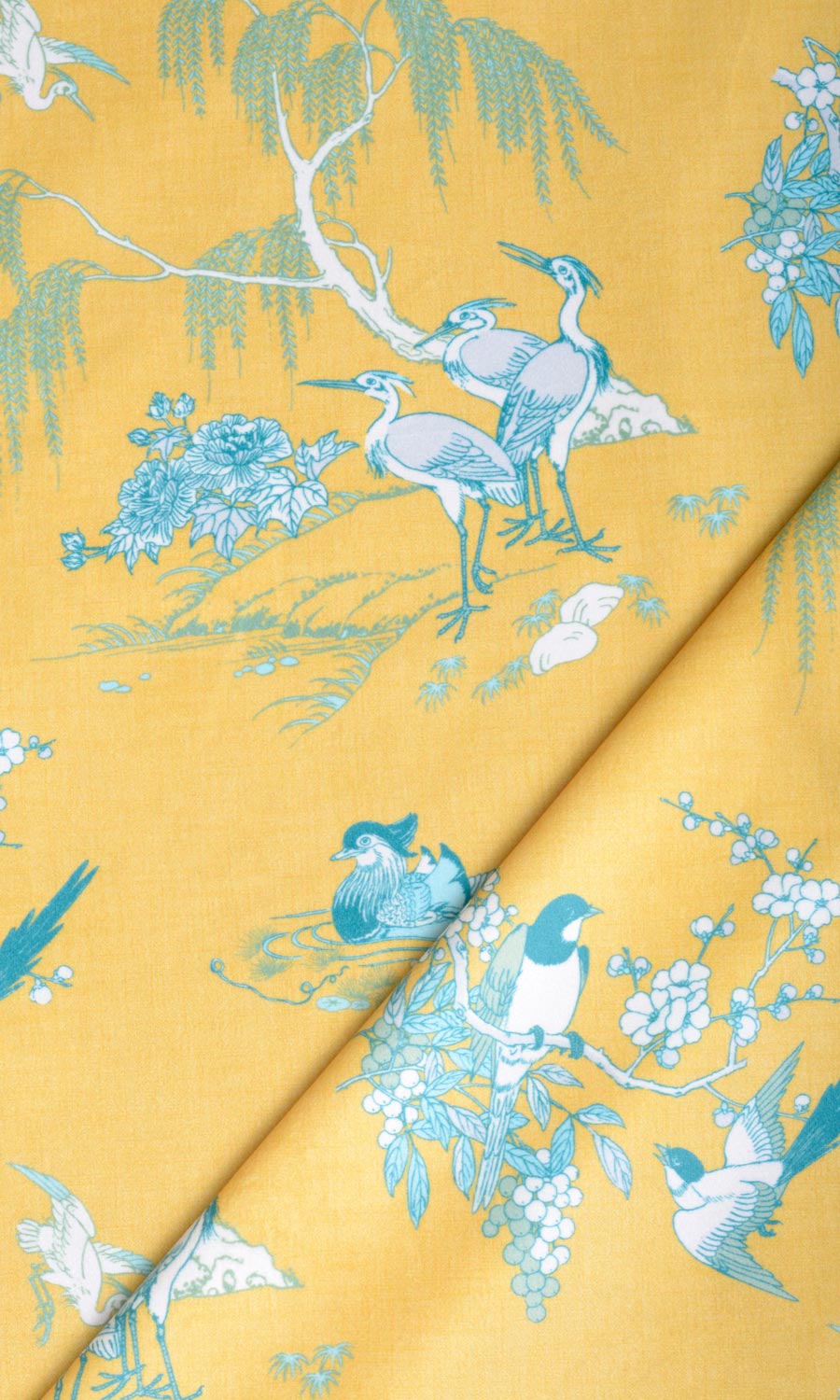 Chinoiserie Toile Velvet Home Textile Fabric Material Sample (Yellow)