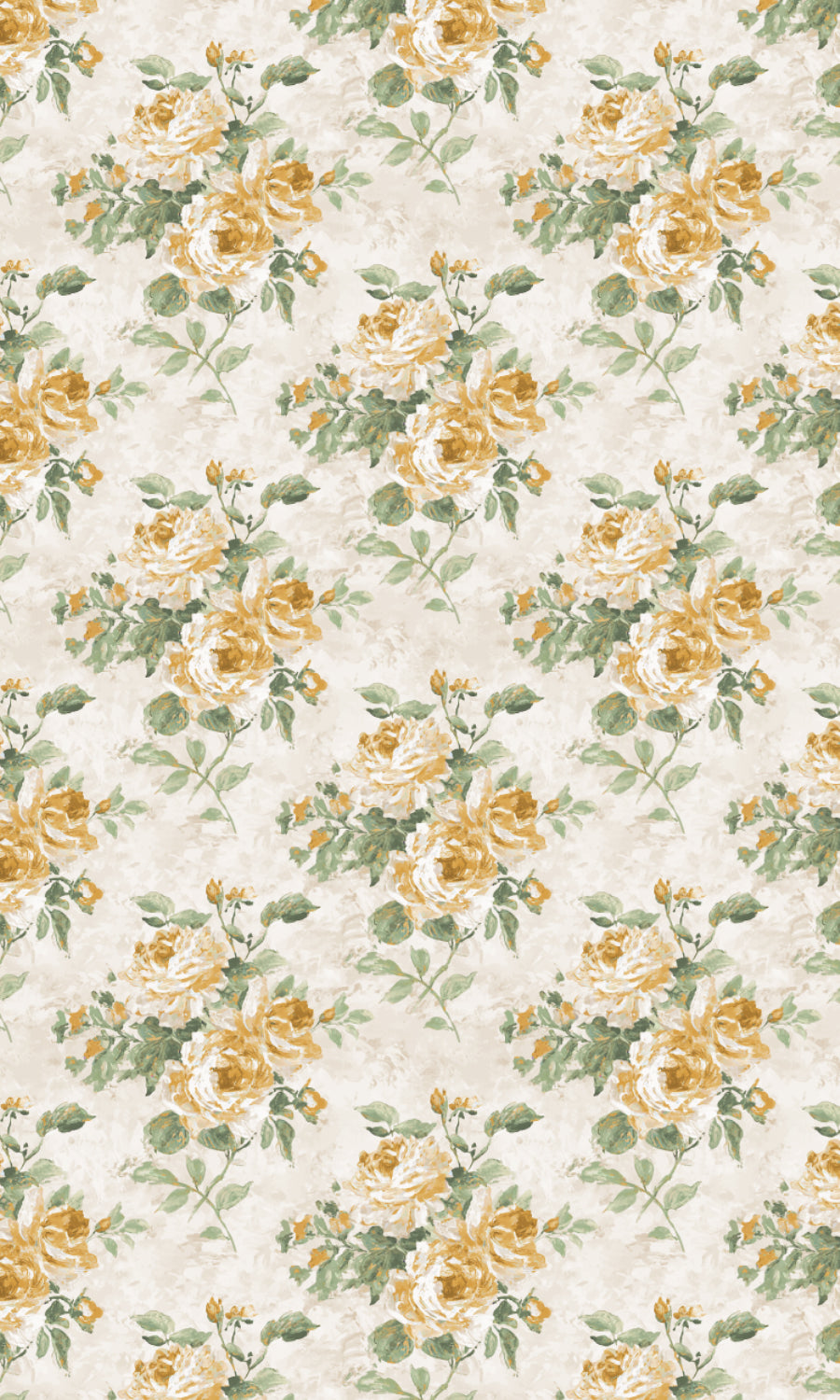 Dimout Floral Home Textile Fabric Material By the Yard (Yellow/ Ivory/ Green)