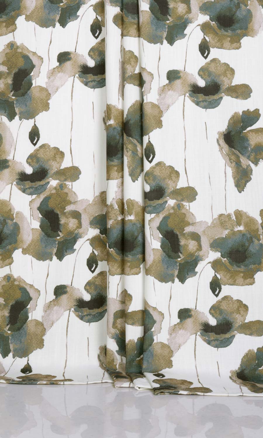 Water Lilies Floral Window Treatments Fabric By the Yard (Brown/ Grey)