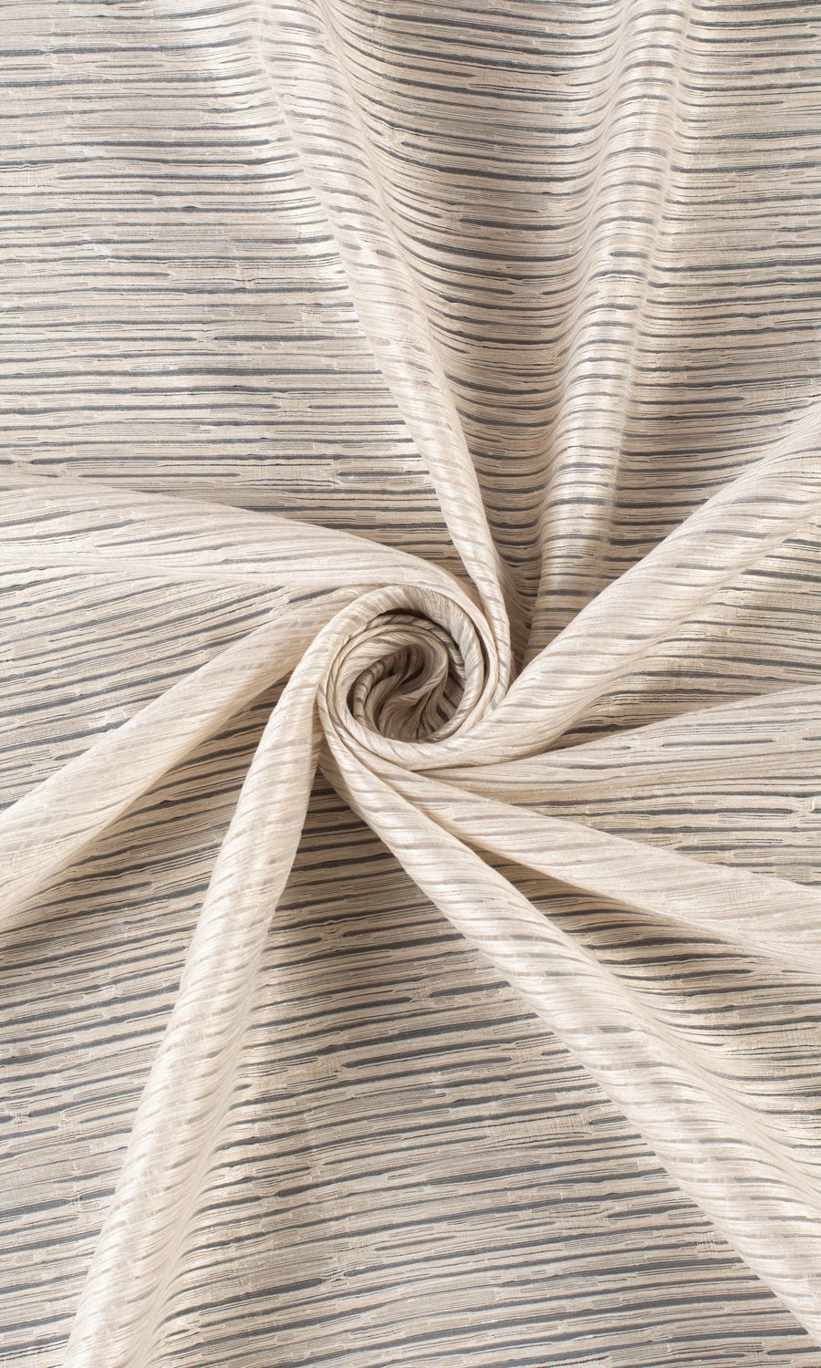 Striped Sheer Window Treatments Fabric By the Yard (Pale Beige/ Ivory)
