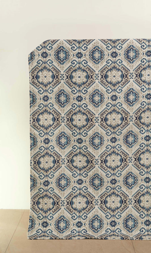 Aztec-Print Blinds (Beige/ Blue)