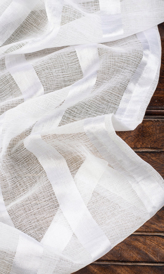 Striped Sheer Home Décor Fabric By the Yard (White)