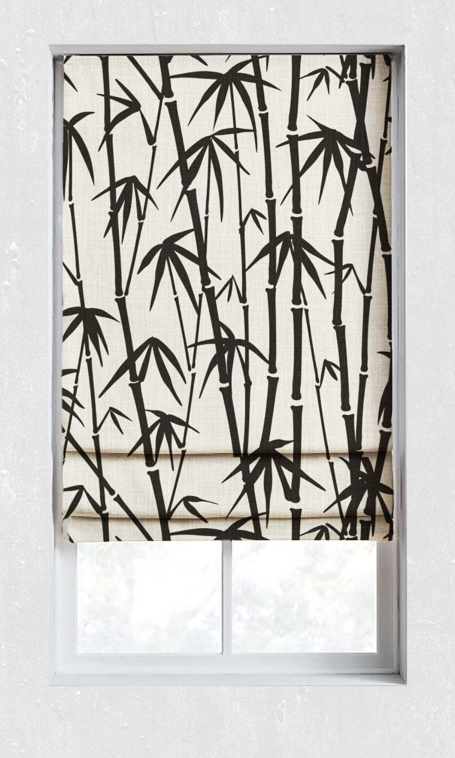 Botanical Printed Window Treatments Fabric By the Metre (Black/ Milky White)