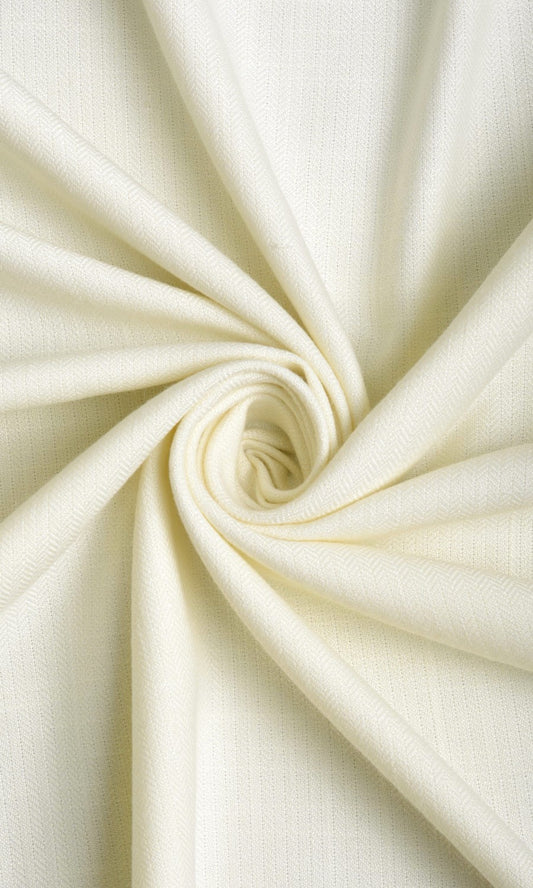 Herringbone Textured Home Décor Fabric By the Yard (White/ Cream)